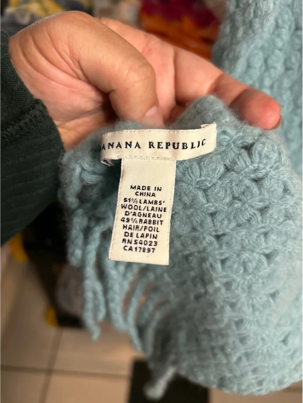Banana Republic Light Blue Lambs Wool and Rabbit Hair Scarf